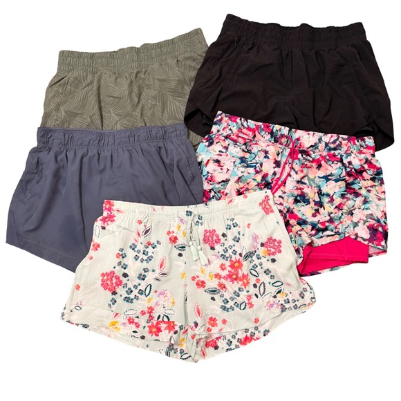 Avia Pants - Activewear Shorts (XL) BUNDLE OF 5 Womens Exercise Shorts Lined Lightweight